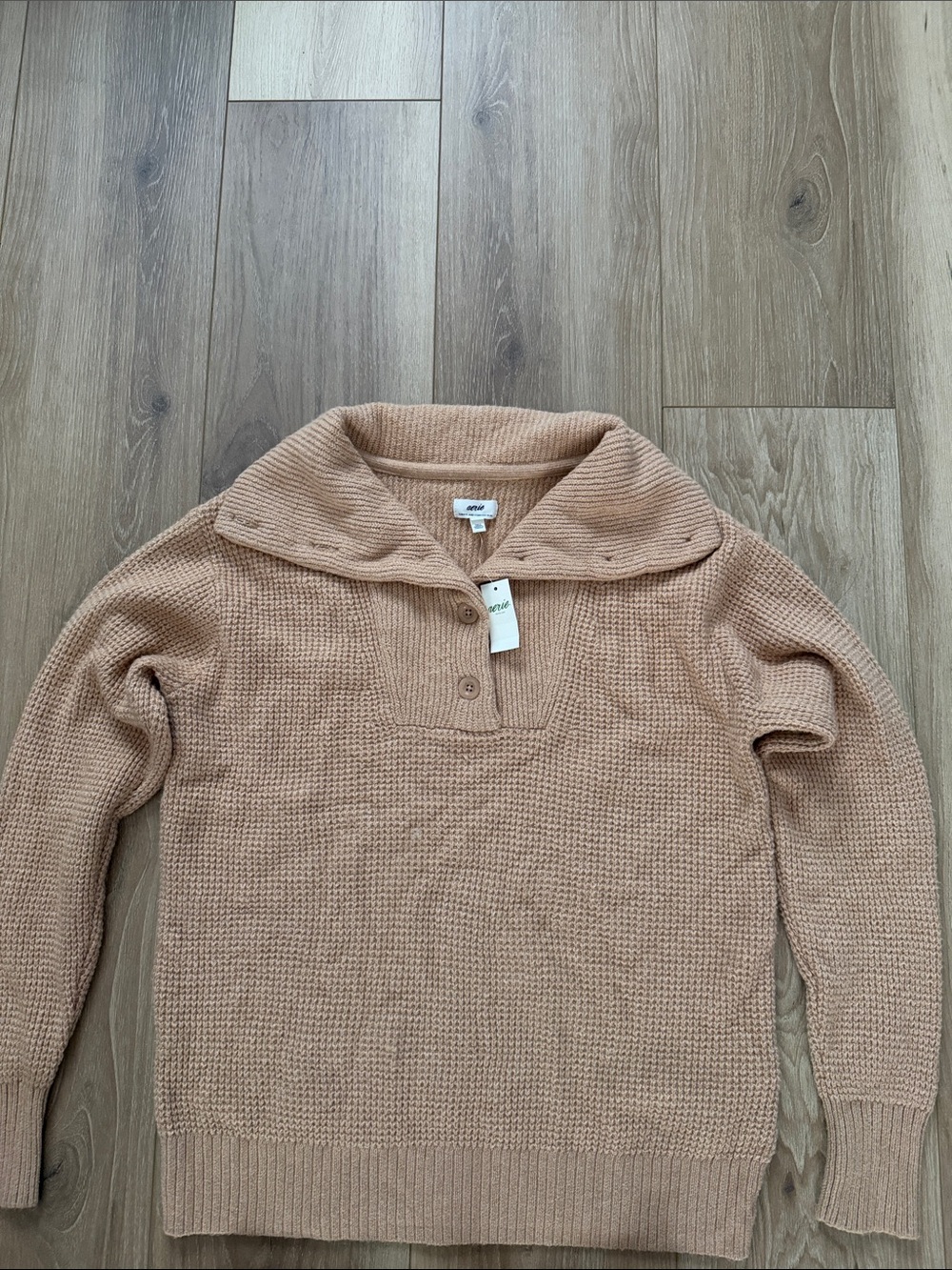 aerie Two-Piece Waffle-Knit Pajama Set in Light Tan - Picture 4 of 5